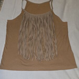 Soho Brown Women's Tank Top with Fringe